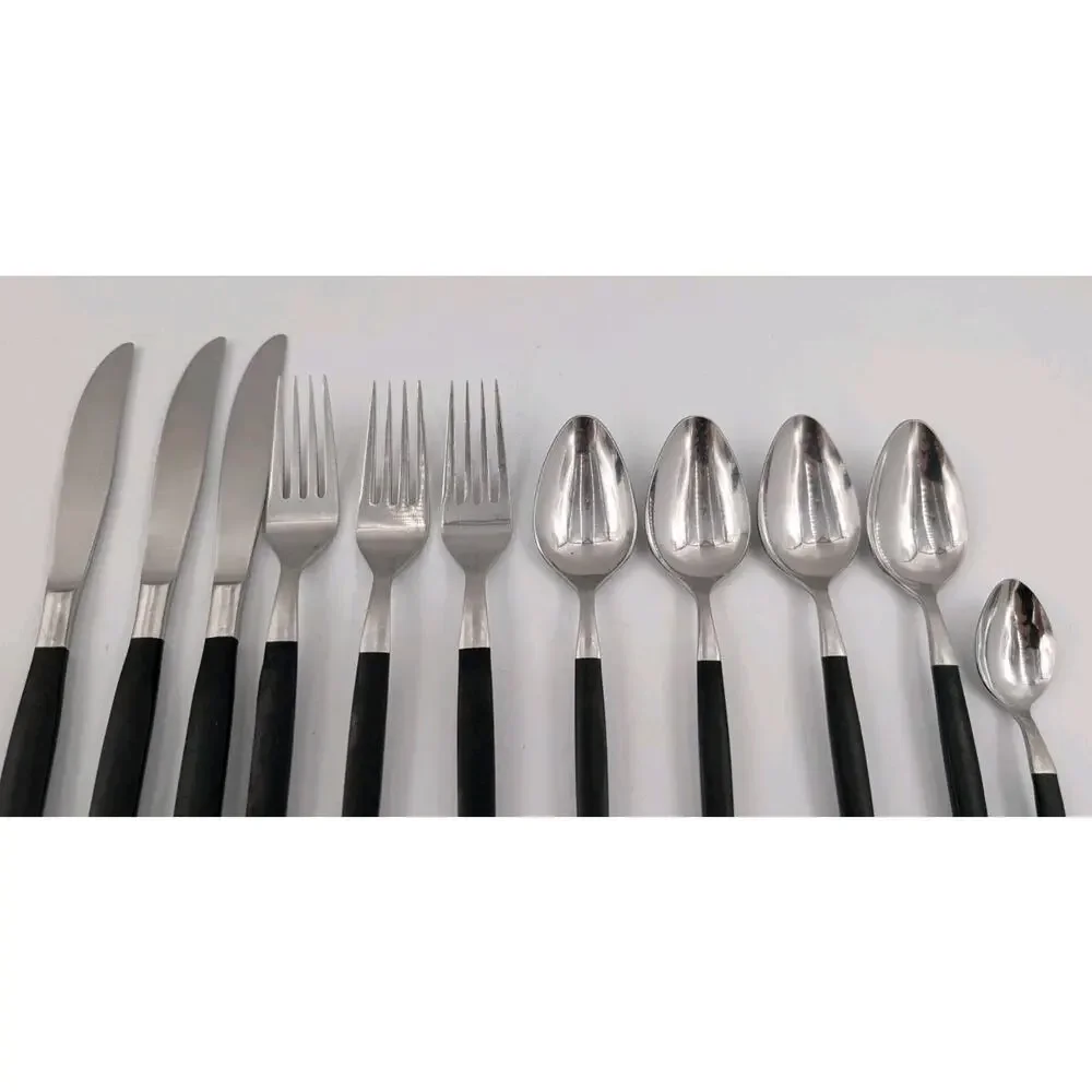 Epic Forged Stainless Black Flatware MCM 11 Pieces Spoons Forks Knives